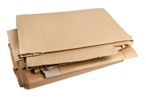 Pile of corrugated cardboard isolated on white background